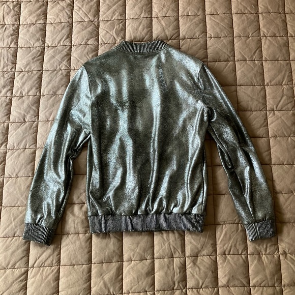 Zara Metallic Bomber Jacket - Silver/Gunmetal - Extra Smalll - Picture 2 of 7